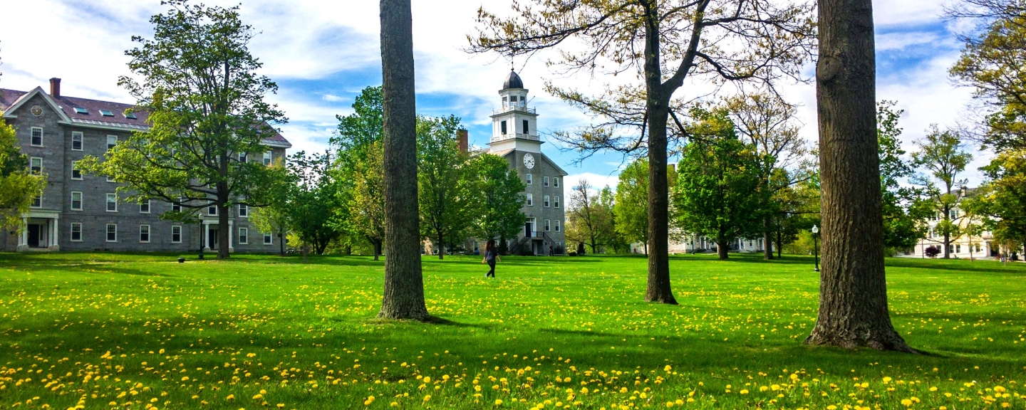 A spring morning on the Middlebury College campus.