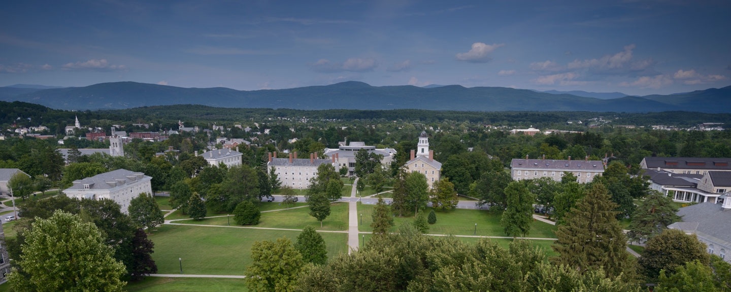 Aerial view of Vermont campus.