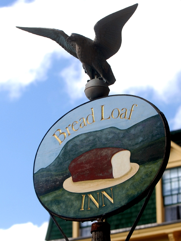 The sign post outside the Bread Loaf Inn, where the Writers' Conferences are held.