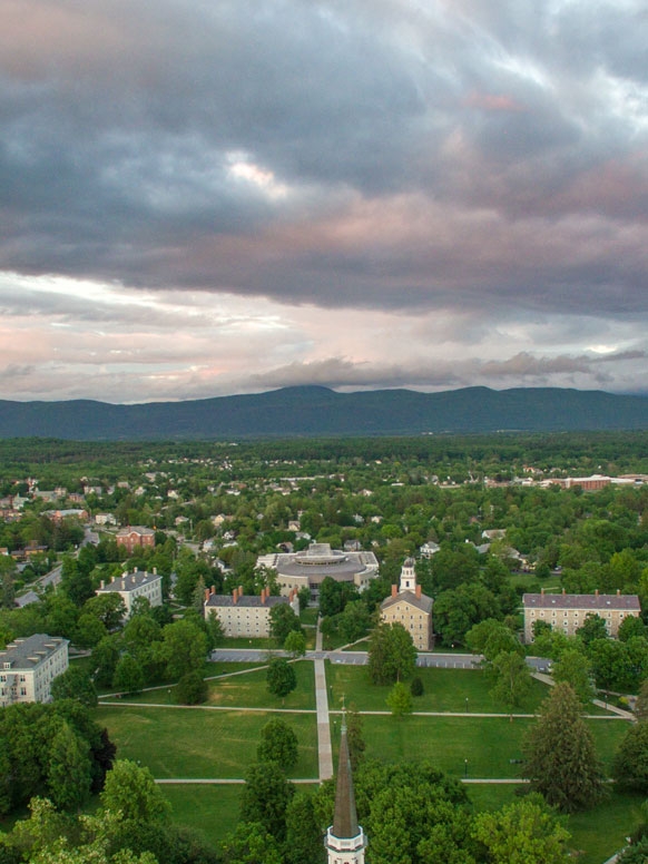 Long view of the Green Mountains beyond campus.