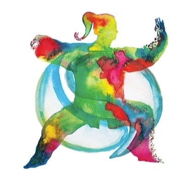 watercolor image of person in tai chi position
