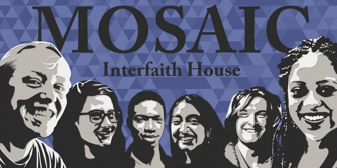 Banner for our new interfaith residential house featuring artwork by Asher Brown '19.5