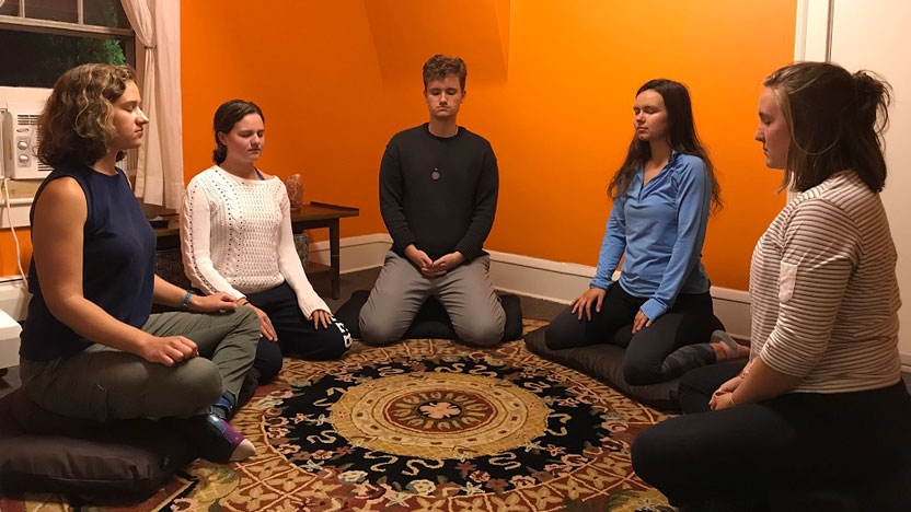 Students gather in the Hathaway House meditation room.