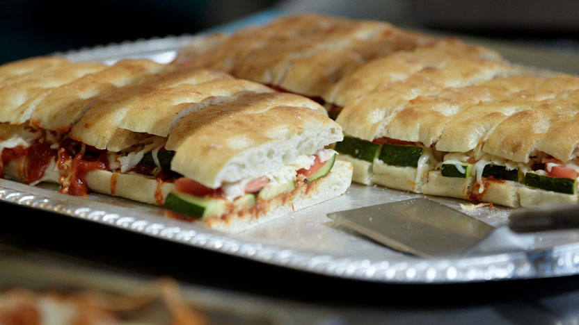 An image of a delicious panini on a serving platter.