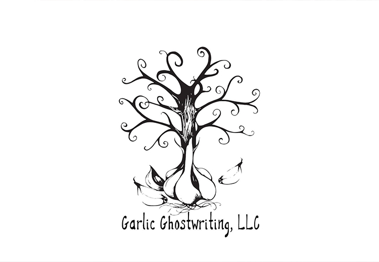 Garlic Ghostwriting logo, which feature a flowering garlic clove