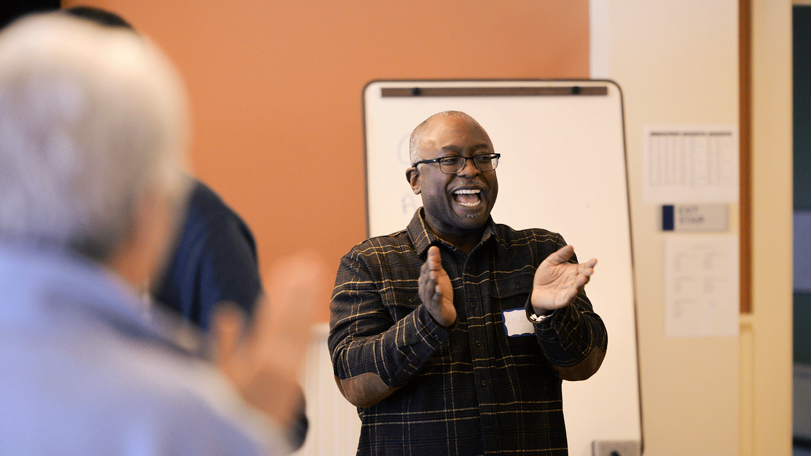 faculty member participating in exercise