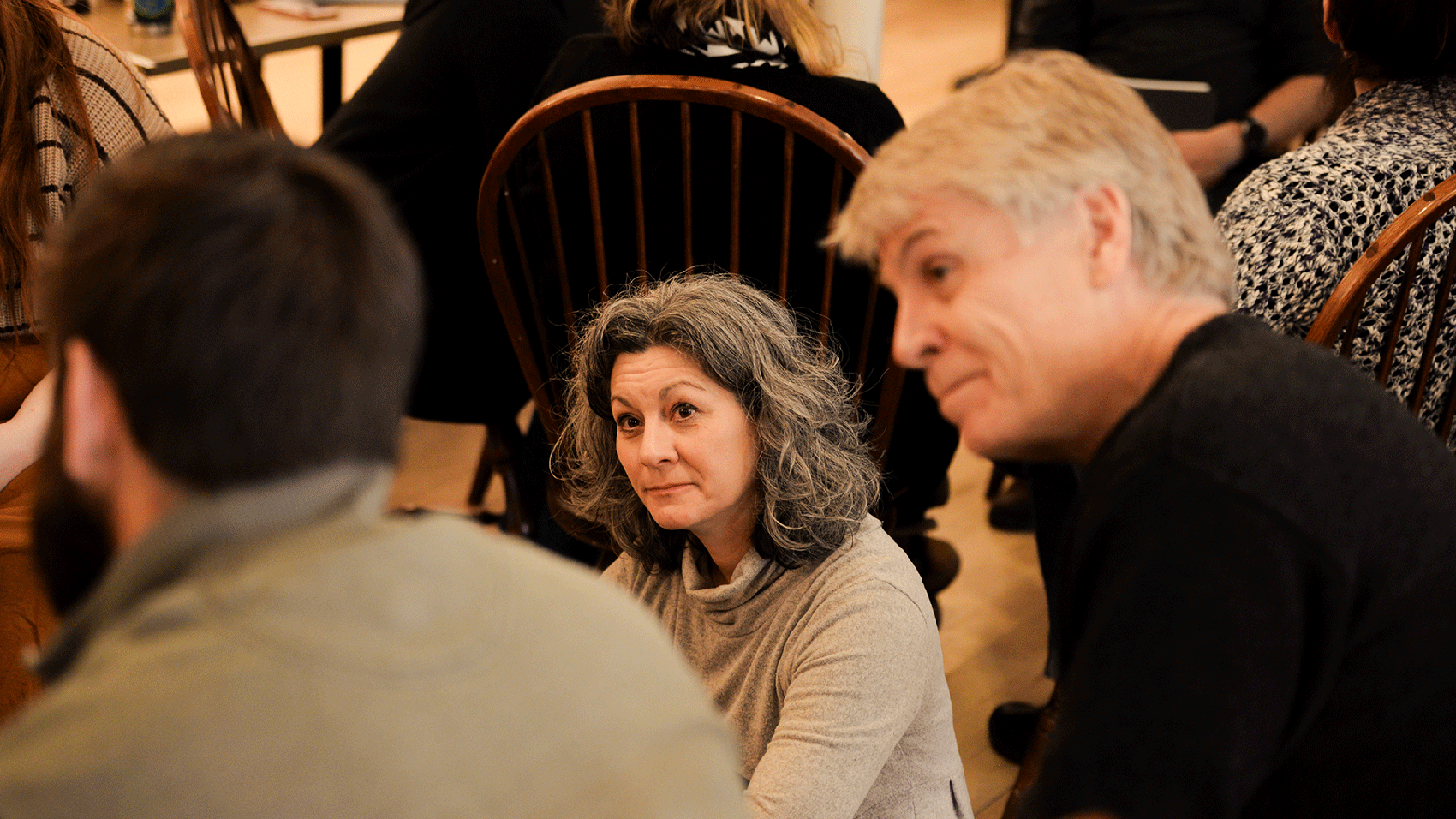 faculty member in discussion