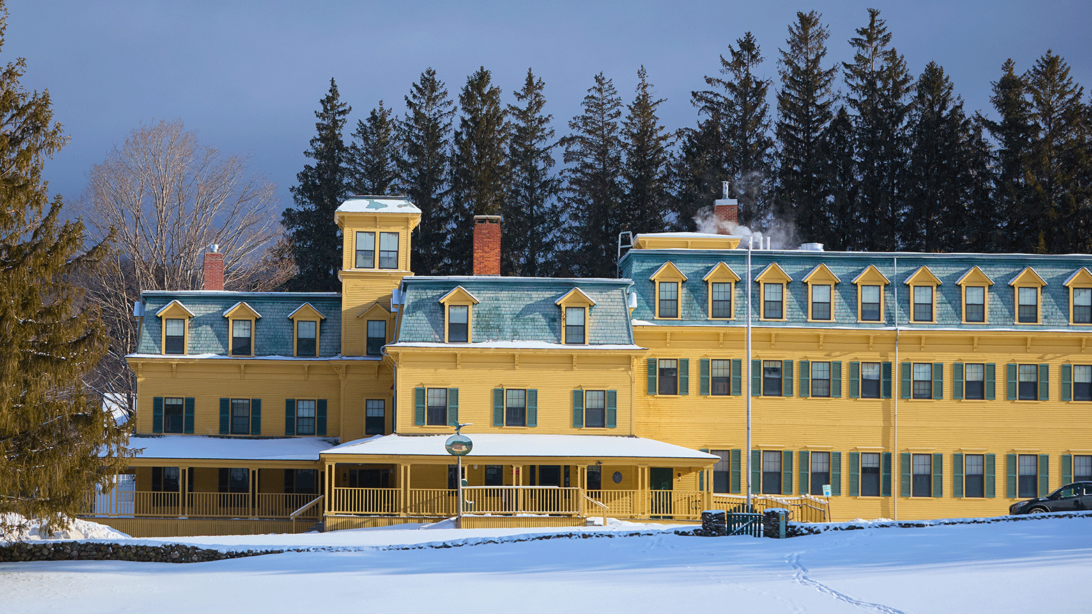 Bread Loaf Inn in snow