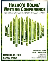 Poster for the Navajo Nation writing conference titled Revitalization, Holistic Healing through Growth.