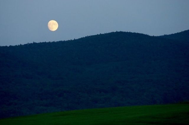 Moon over mountains at Bread Loaf