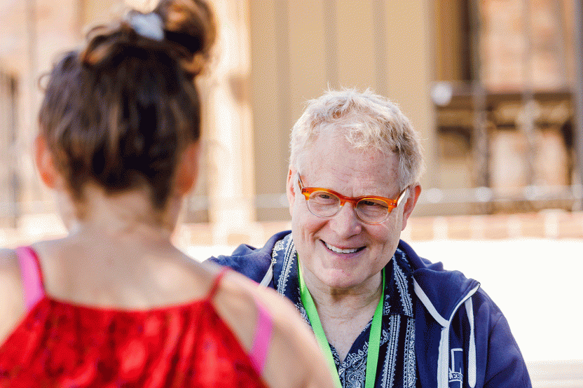 faculty member meets with student