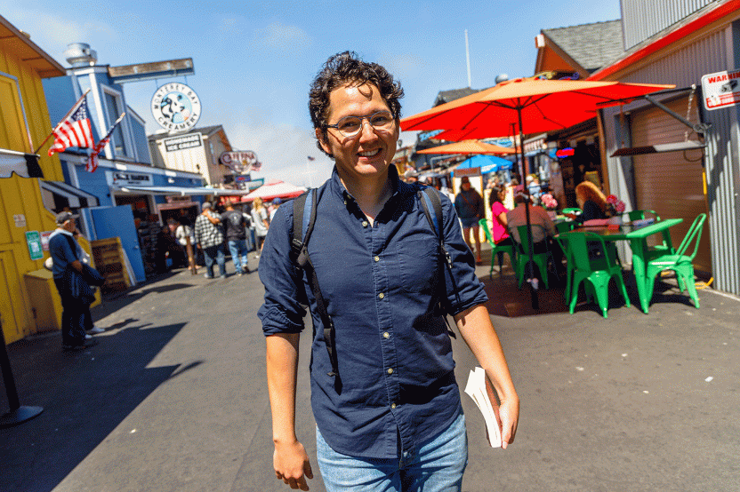 student in Fisherman's Wharf