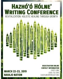 Poster for the Navajo Nation writing conference titled Revitalization, Holistic Healing through Growth.