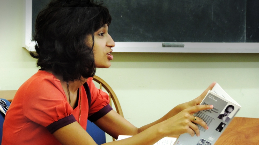 Bread Loaf student Himali Singh Soin makes a comment in class.