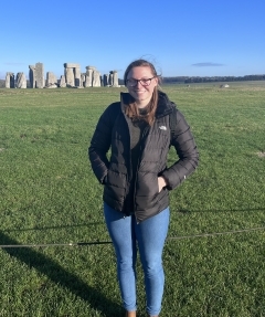 Student in front of Stonehenge