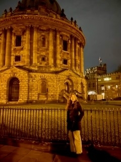 Student in front of Oxford building