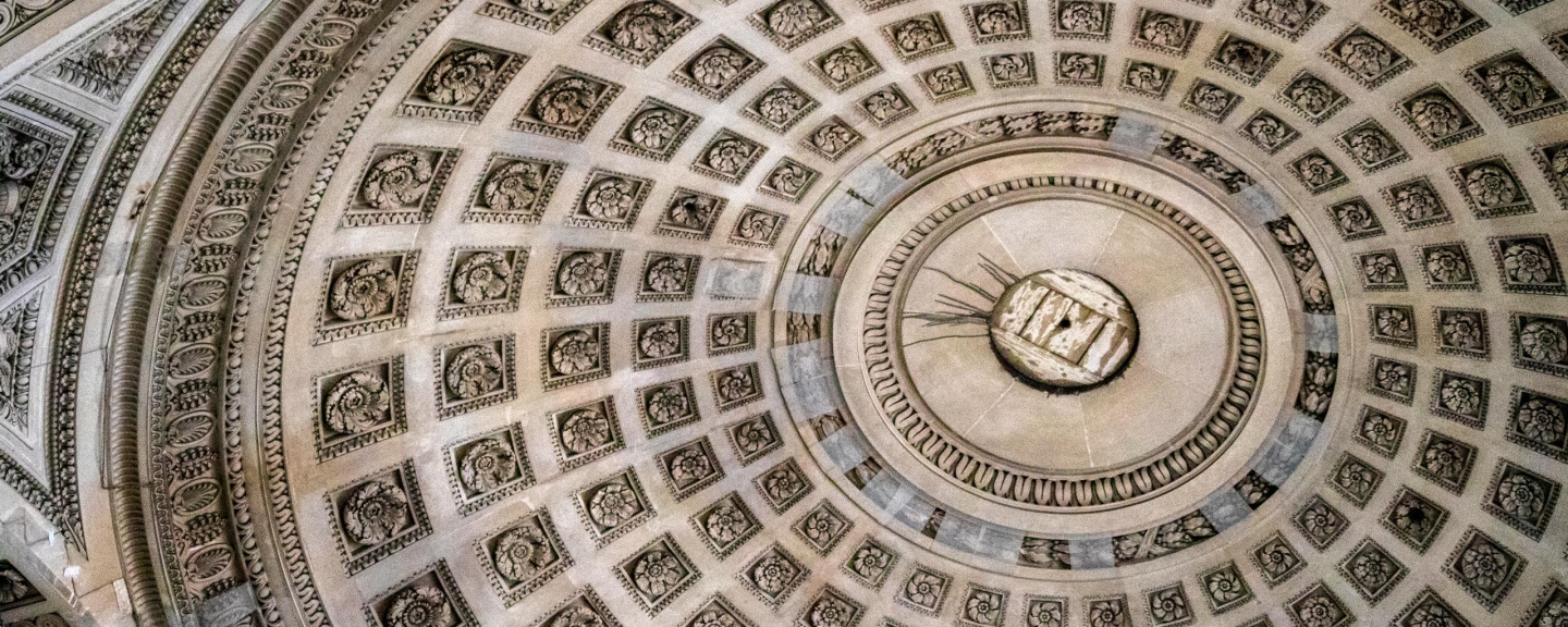 Ornate ceiling dome inside of church