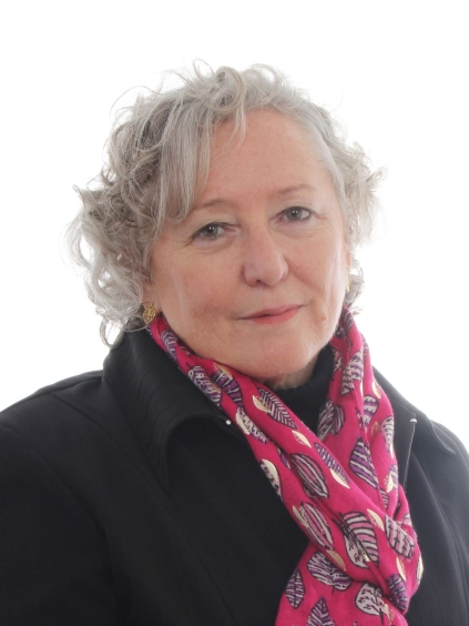 Woman in black with red scarf