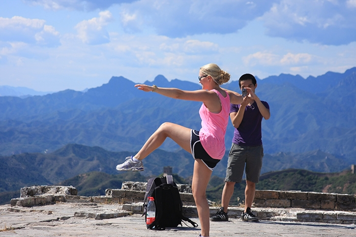 Students on the Great Wall of China.