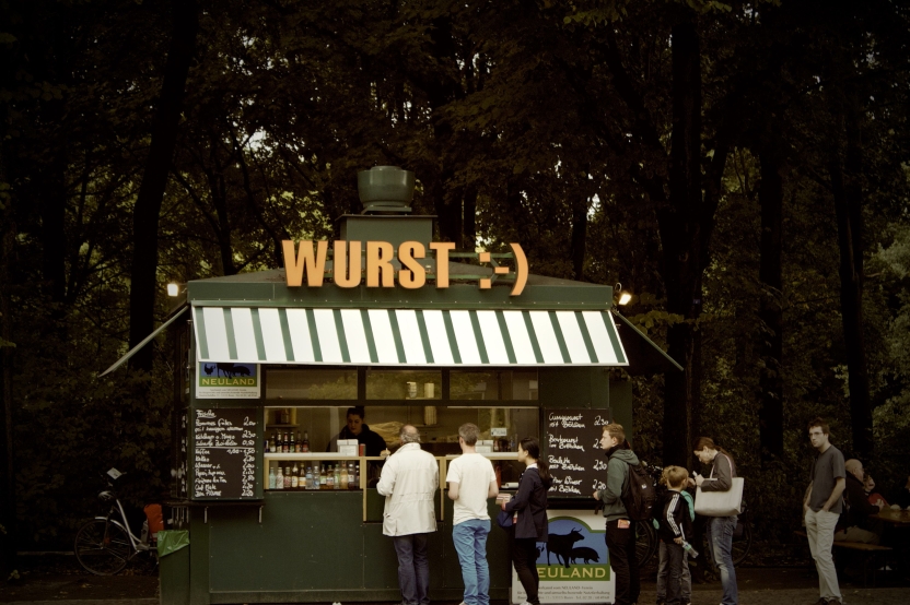 Picture of little hut selling German Sausage
