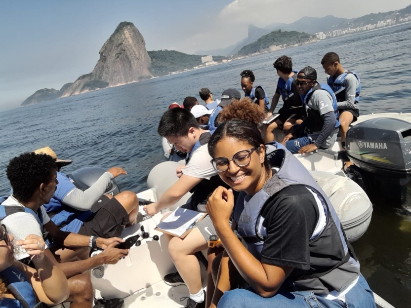 Students on the water in boats