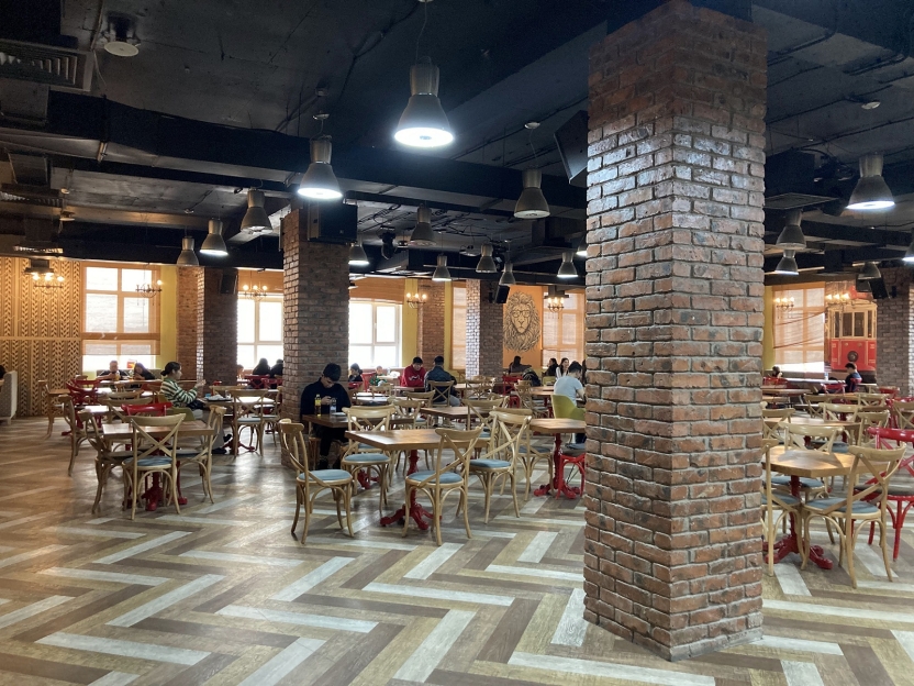 An underground dining area