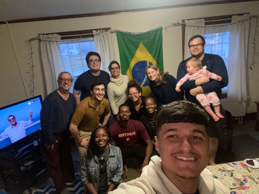 Students and faculty in the Portuguese house on campus