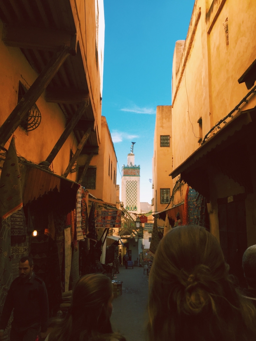 Students walking in the marketplace