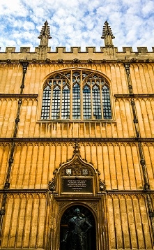 The entrance to the Bodleian Library building