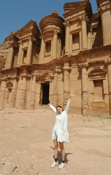 A student smiling in Petra
