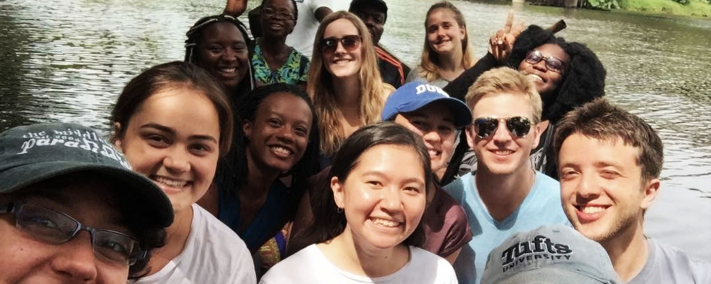 Students riding in boat
