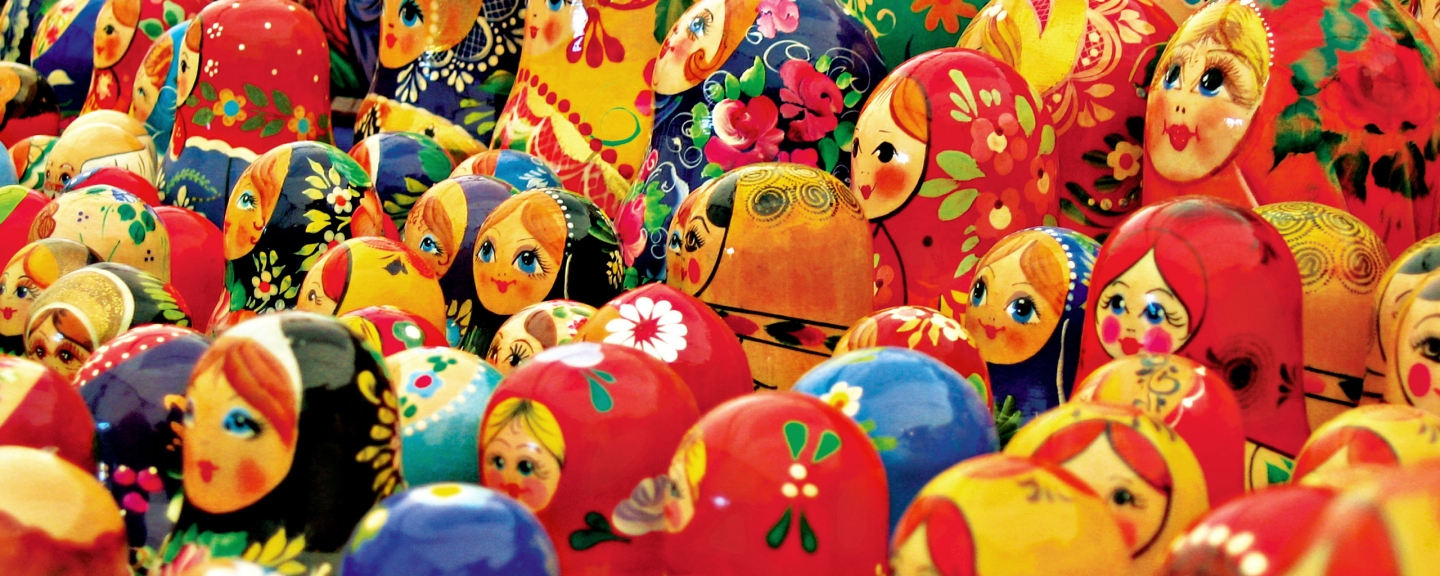 Rows of wooden dolls