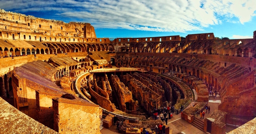 The Colosseum seen from inside, looking down