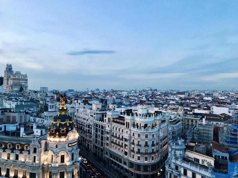 City seen from above at dusk
