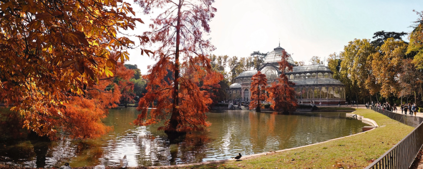 Palacio de Cristal located in the Retiro Park in Madrid.