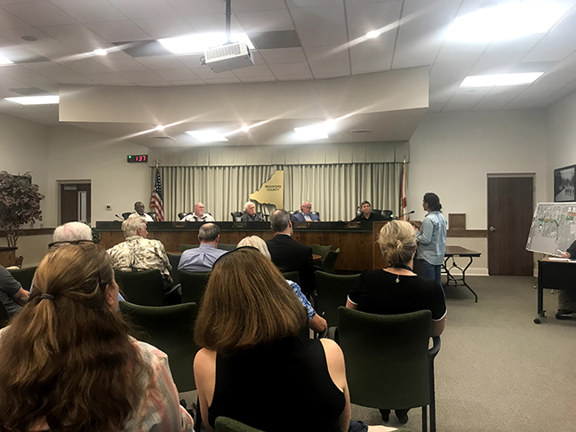Mia Borkoski, one of the Young Leaders for Wild Florida, testifies against a proposed phosphate mine to Bradford County Commission.