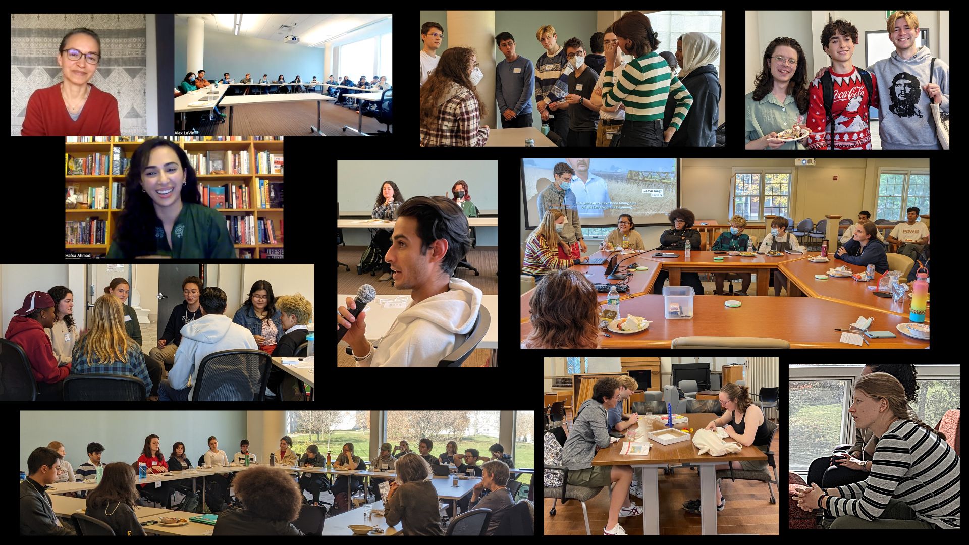 Students in various classroom scenes