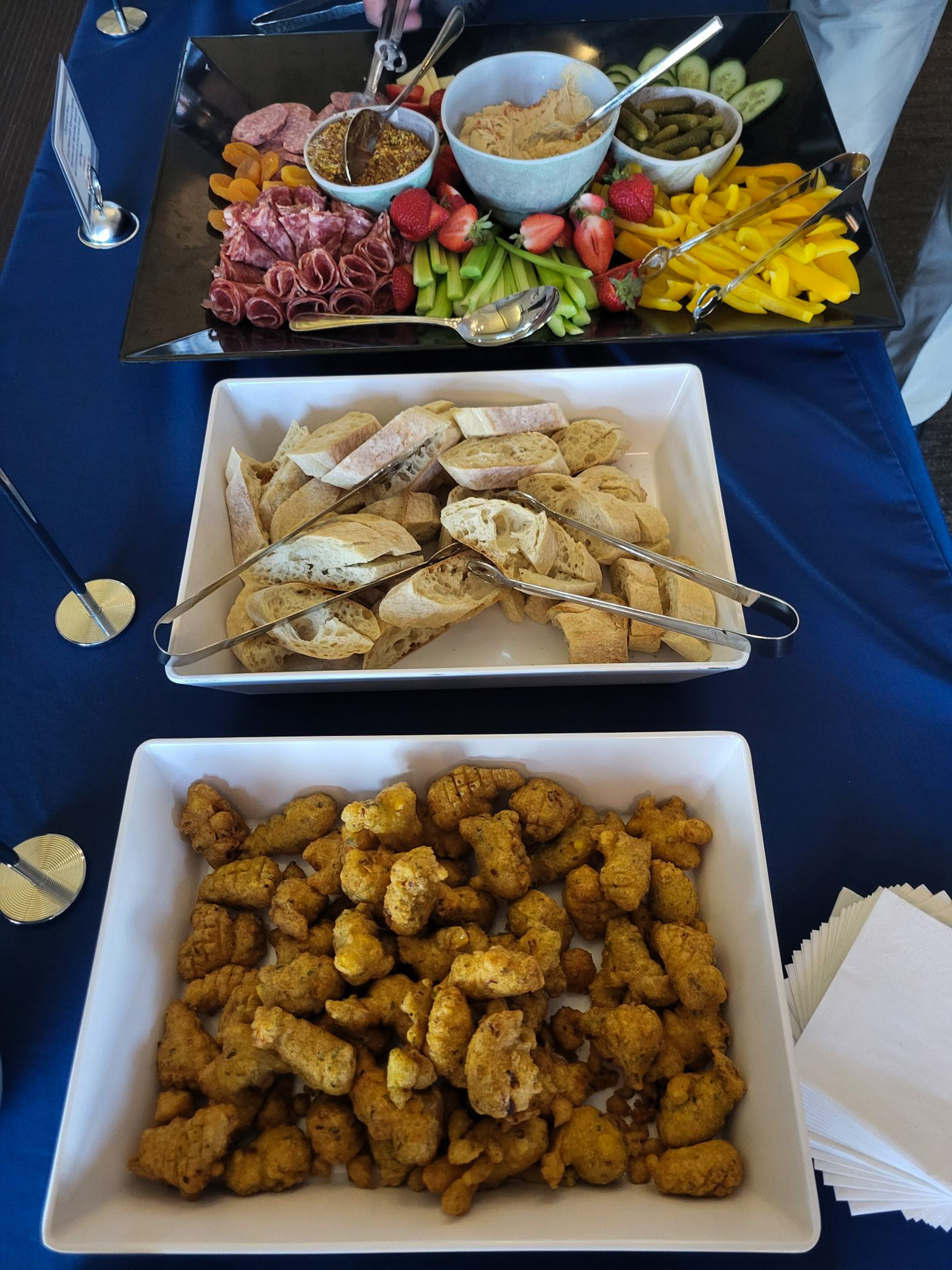 Food in a buffet line