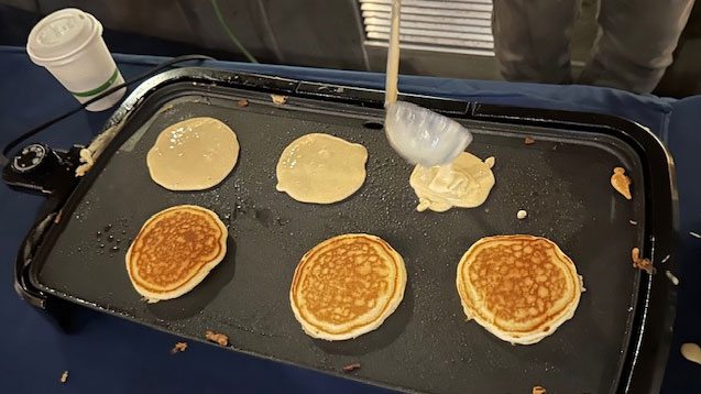 Pancakes on a griddle