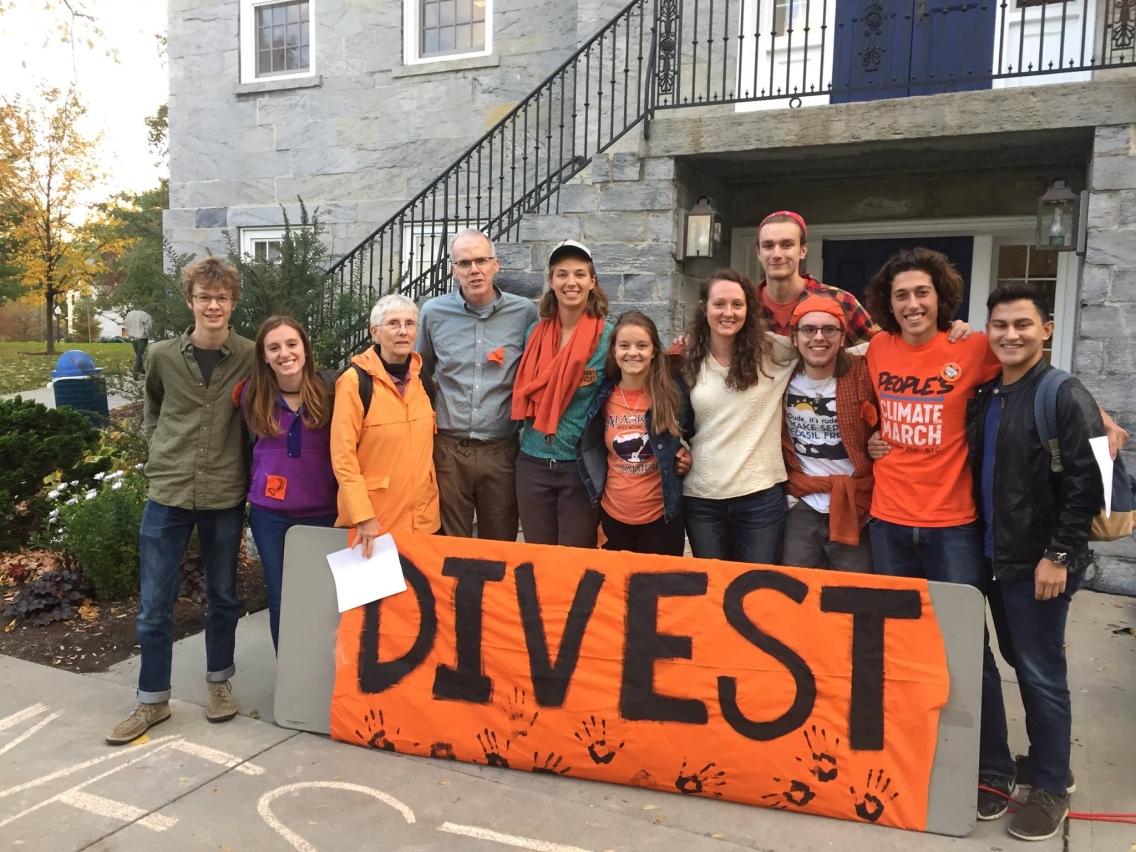 students with Bill McKibben