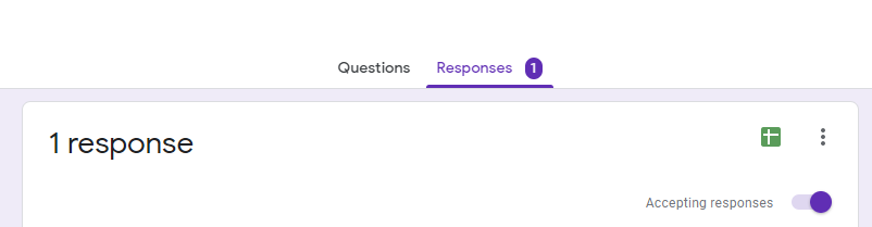 A screenshot of the Google Forms responses tab showing three vertical dots in the top right corner.