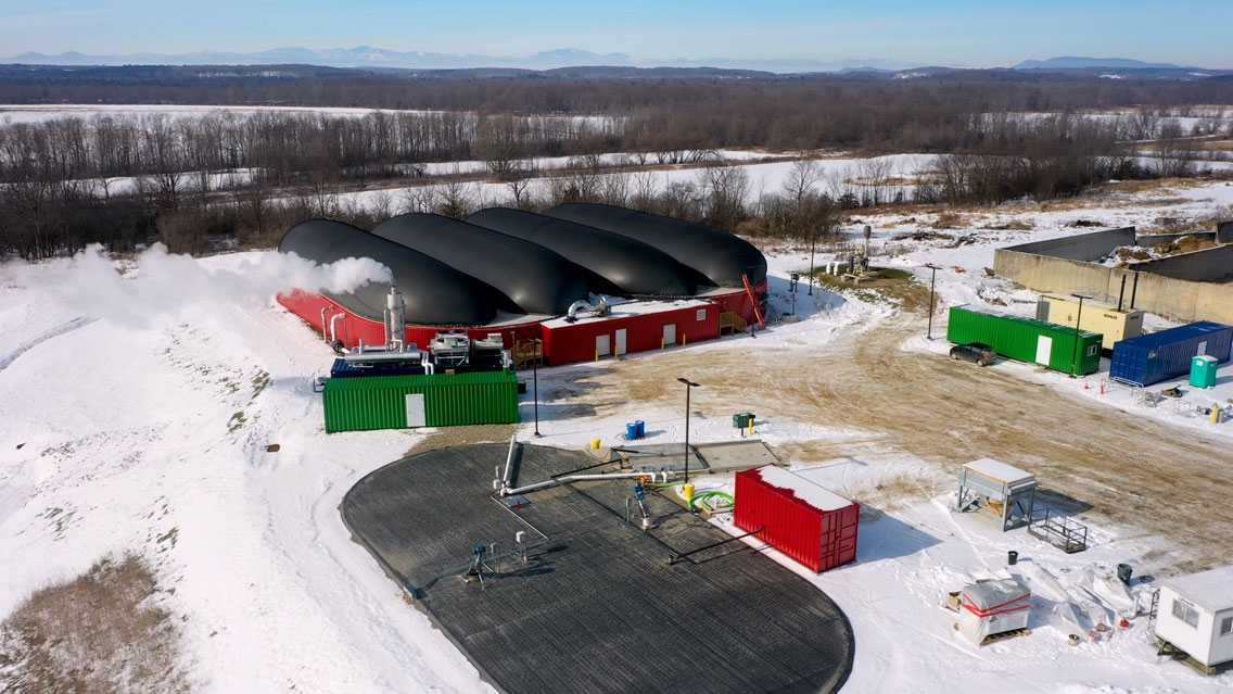 Aerial view of the digester at Goodrich Farm.