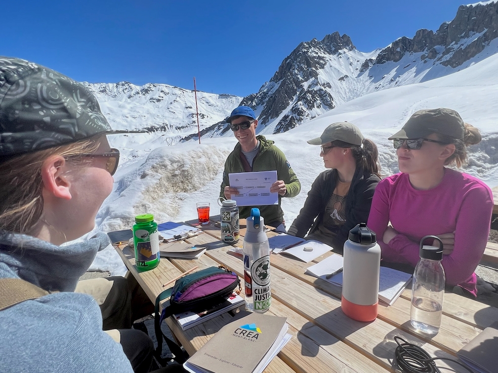 Class outside mountain hut in Chamonix