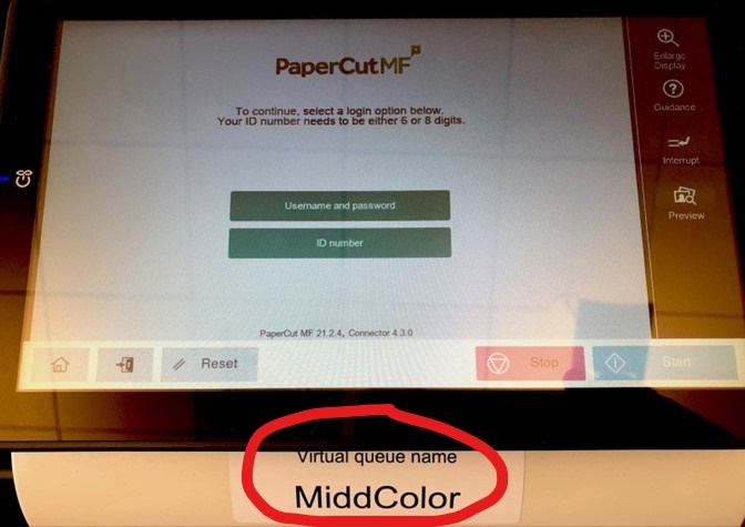 MiddColor sticker on front of printer