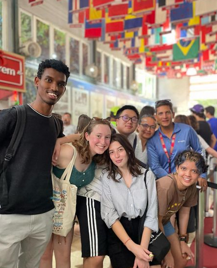 Students and international flags