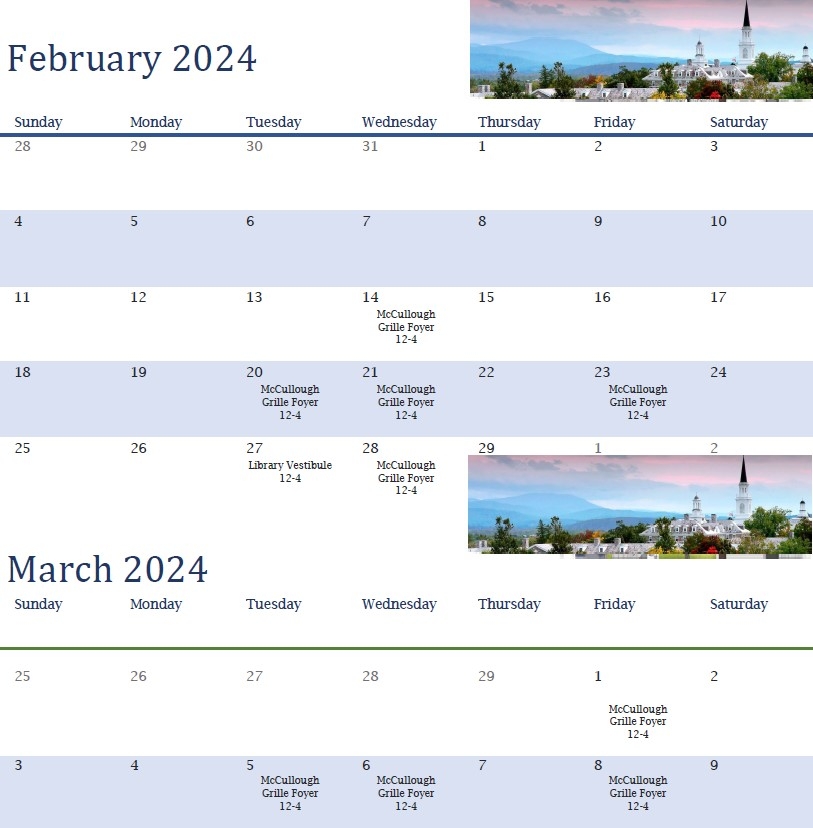 A calendar of I-9 sessions being held on campus for student employees