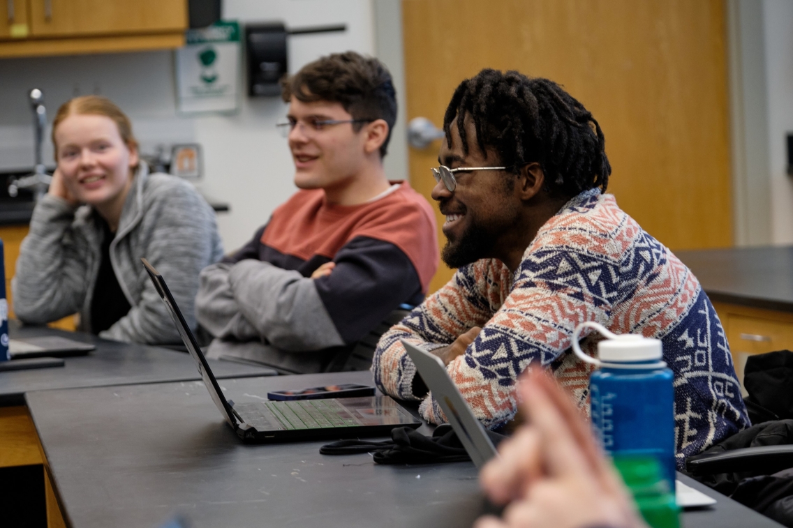 Students discussing material in class