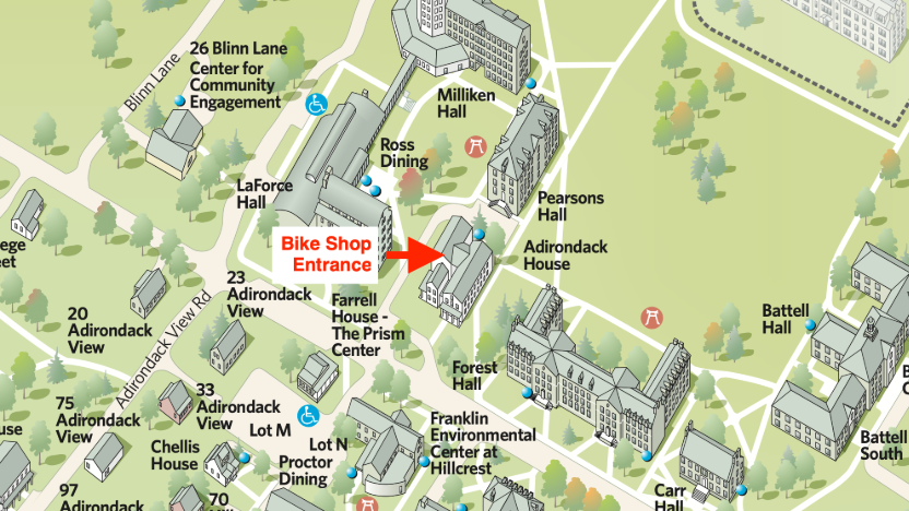 Map of entrance to Bike Shop.
