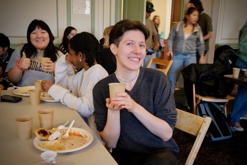 Students enjoying delicious food and beverages alongside great company at Diaspora Dishes