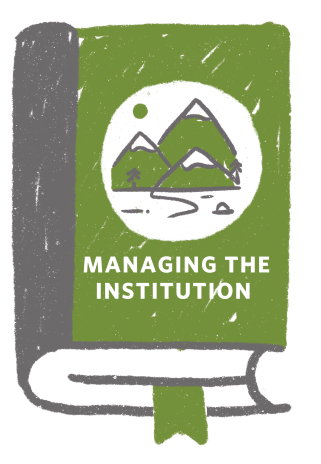 Green book with Managing the Institution title